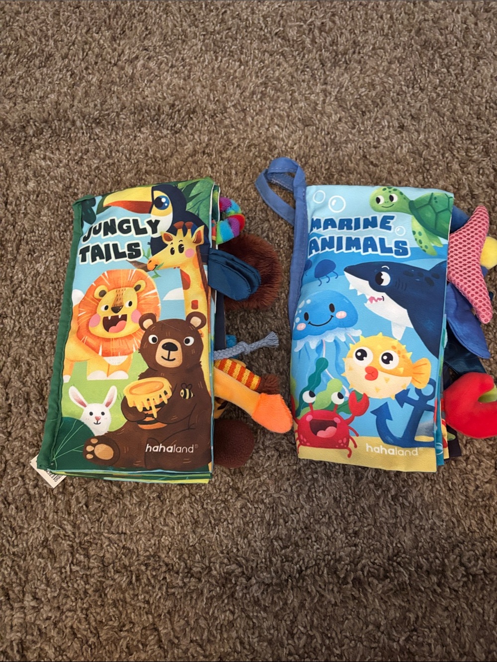 Hahaland Jungle & Marine Soft Baby Books - Colorful Animal Set of 2